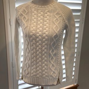 Michael Kors white sweater with brass zipper detail - small